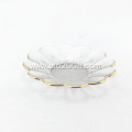 Glass Plate With Flower Plate With Gold Rim